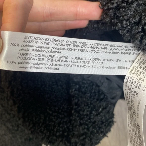 Zara Fleece Teddy Jacket in Black - Picture 9 of 10